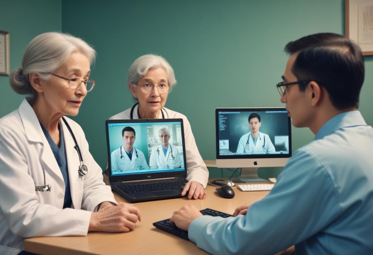 A patient speaking with a doctor with the aid of a video remote interpreter